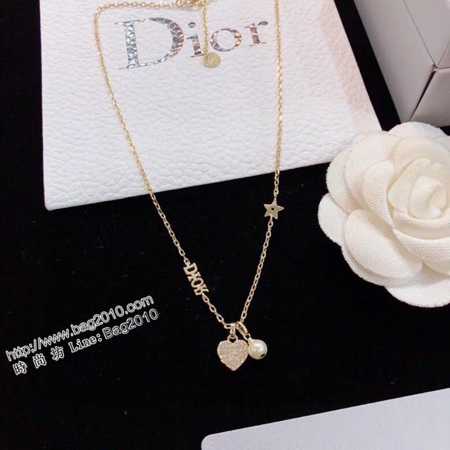Dior新款飾品 迪奧愛心項鏈 Dior愛心珍珠項鏈  zglv1949